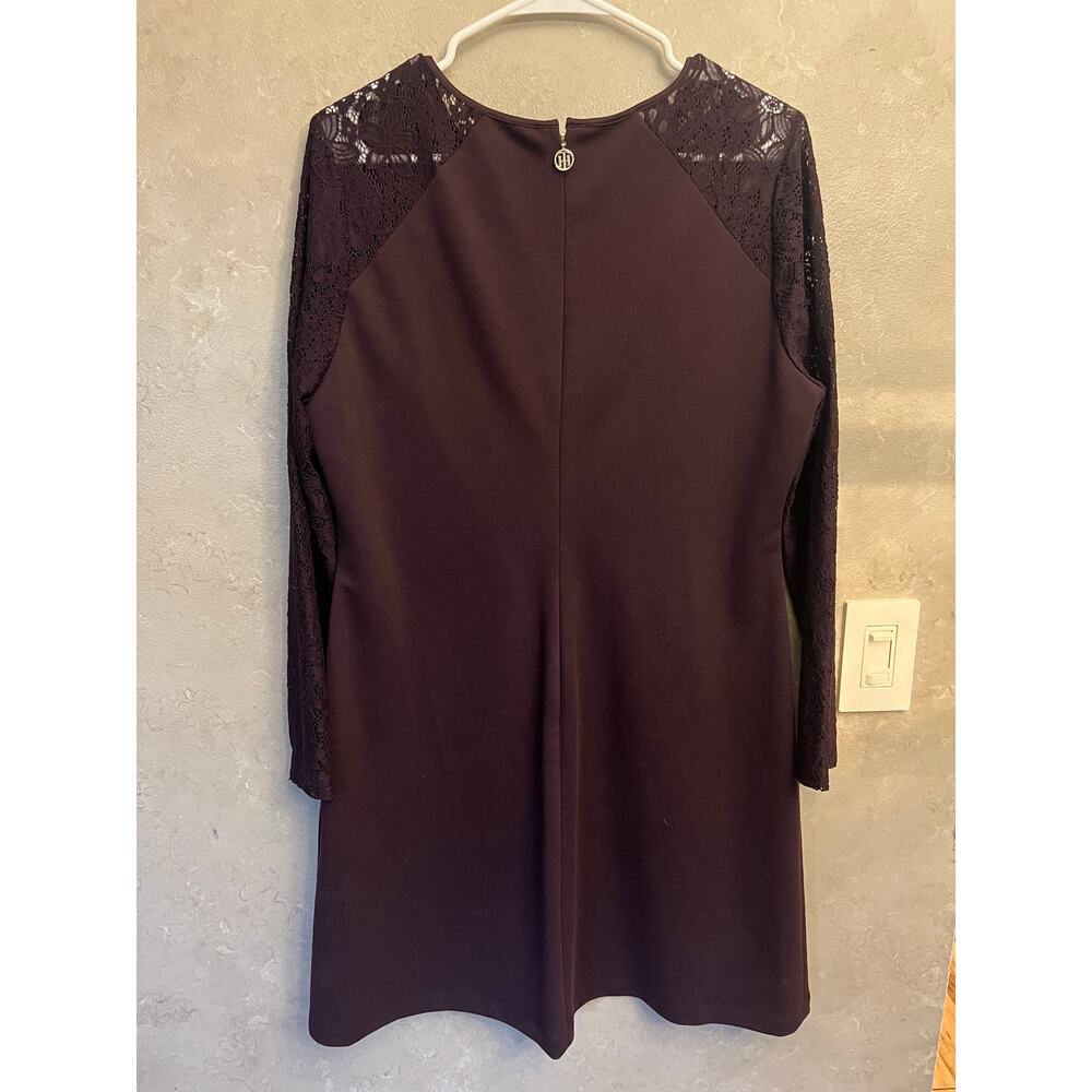 Tommy Hilfiger Burgundy Lace Long Sleeve Dress Size 14 - Picture 7 of 11